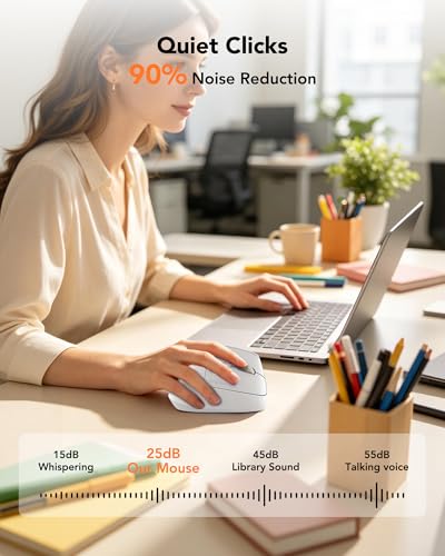 KYSONA Ergonomic Mouse Wireless, Bluetooth Vertical Mouse, 5-Level Adjustable DPI, 2.4G Silent Switch Mice for Windows, MacOS, IPadOS, Laptop, PC, White - color: White