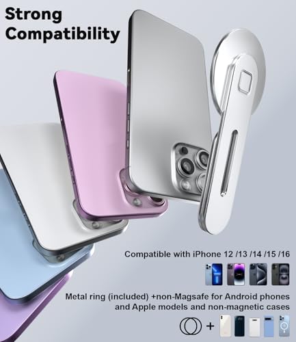 CloudValley Magnetic Laptop Phone Holder for iPhone 17/16/15/14/13 MagSafe | Adjustable Phone Monitor Side Mount, Slim Portable Foldable Computer Expansion Bracket, Silver - color: Sliver