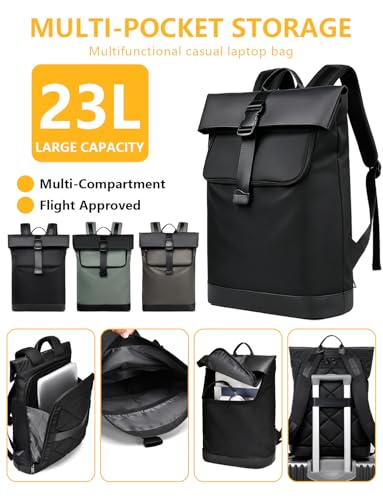 Lightweight Laptop Backpack 17Inch for Women & Men Professional Business Computer Bag with Back Cushioning Carry on Waterproof Travel Computer Backpack Resistant Travel Work Citywalk Black - color: Black