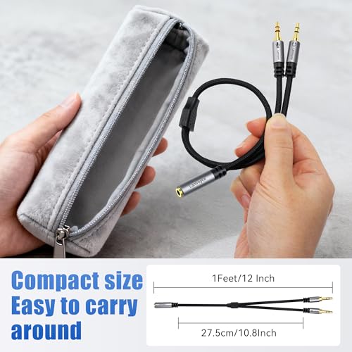 Headphone Splitter for Computer,3.5mm TRRS Female to 2 Dual 3.5mm TRS Male Mic Audio Jack Y Splitter Cable, 1/8inch 2-in-1 Dual-Stereo Jack Gaming Headset Earphones Combiner Cable for PC Laptop-1Feet - color: 3.5mm TRRS 1 Female to 2 TRS Male Splitter, si