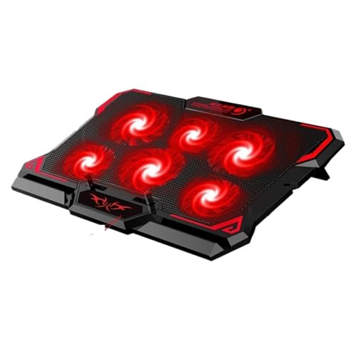 Compatible for 17-inch Gaming Laptop Cooling Pad with Six Fans, LED Screen and Dual USB Ports(Red (Without Screen)) - color: Red (Without Screen)
