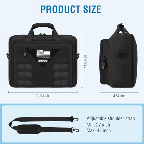 MOSISO 15.6 inch Tactical Laptop Bag for Men, 15-16 inch Messenger Bag | Tactical Messenger Bag Briefcase Shoulder Bags with Multi-Pockets, Black - color: Black