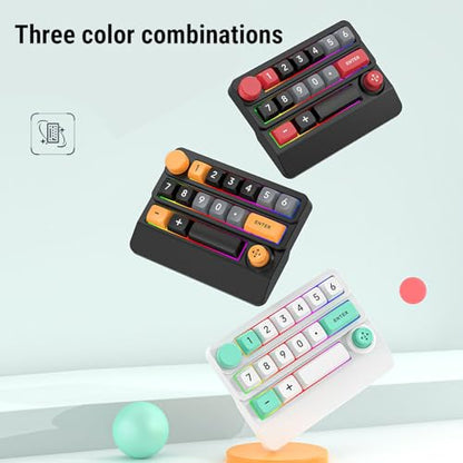 Asixxsix Number Pad, RGB 15 Keys Hot Swappable Wireless Numeric Keypad Macro Programmable Rechargeable Number Keypad with 3 Mode USB C 2.4G Bluetooth for Laptop Desktop Computer PC (White Green) - color: White Green