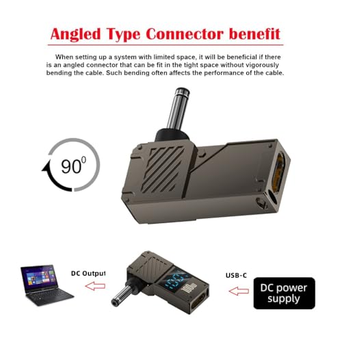 USB C to DC Adapter,USB C Female to DC 4.0x1.3mm Barrel Jack Plug PD 100W Laptop Fast Charging Adapter with Wattage Display - style: 4.0x1.3mm
