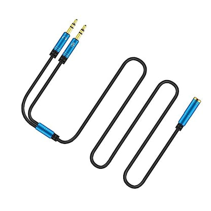 Angoily 2pcs Headset Splitter Cable to Female to Male Audio Adapter for Laptop and Mobile Dual Port for Headset Microphone and Versatile Audio Converter