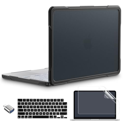 Batianda Ultimate Rugged Case for MacBook Neo 13 Inch 2026, Black | Fits Model A3404, Shock-Absorbing TPU Bumper, Carbon Fiber Side Texture, Matte Rugged Shockproof Hybrid Protective Shell - color: Black