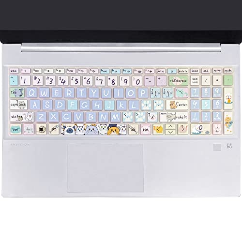 Silicone Keyboard Cover for 15.6 HP Laptop 15-fc 15-fd 15t-fd 15z-fc/HP Pavilion 15-eg 15t-eg 15-eh 15-er, 17z-ca 17-cn 17-cp 17z-cp Model Series,Cute Cat - color: Cute Cat