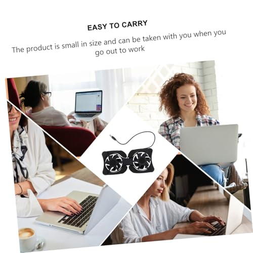 VILLCASE Portable Foldable Laptop Cooler Fan Pad with Dual USB Fans, Adjustable Black Cooling Stand for Notebooks, Silent Cooling for Gaming and Office Use