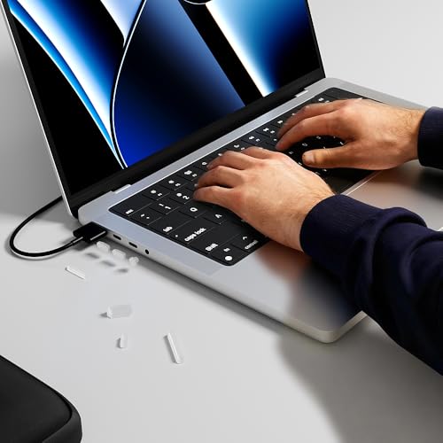 ProElife 21-Pcs Anti Dust Dirt Plug for MacBook Pro 14, Green, Black, Clear | Protective Laptop Silicone Anti Dirt Protective Cover, Durable & Reusable, Custom Fit Design, Easy to Apply and Clean - color: Black/Clear/Green