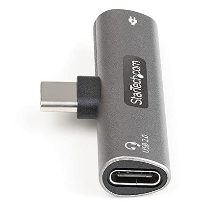 StarTech USB-C Audio & Charge Adapter, Phone (CDP2CAPDM) | USB-C Audio Adapter with USB-C Audio Headphone/Headset Port and 60W USB-C Power Delivery Pass-through Charger - style: USB C Audio + 60W Charge