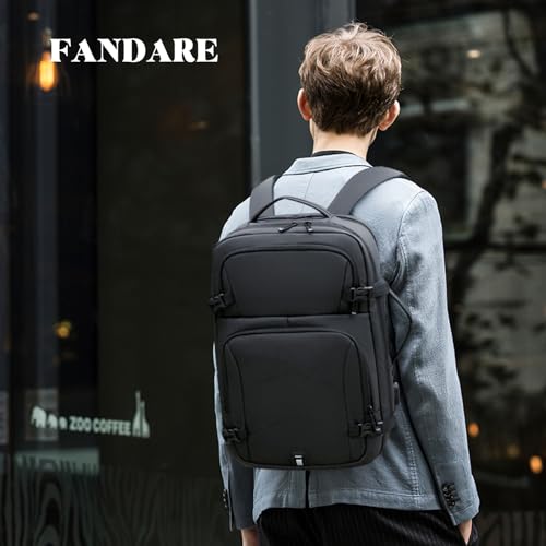 FANDARE Laptop Backpack, Business Travel Laptop Rucksack with USB Charging Port, Waterproof Laptop Bag 15.6 inch, Breathable Nylon Daypack for Work, Travel, College Black - color: Black