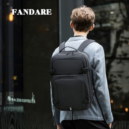 FANDARE Laptop Backpack, Business Travel Laptop Rucksack with USB Charging Port, Waterproof Laptop Bag 15.6 inch, Breathable Nylon Daypack for Work, Travel, College Black - color: Black