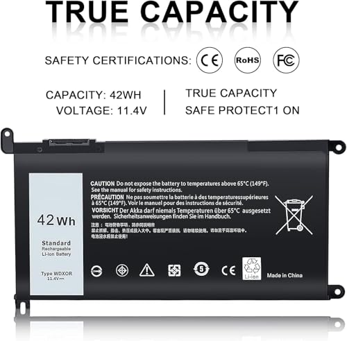 TSKYBEAR WDX0R Laptop Battery Compatible with Dell Inspiron 15 5000 5567 5570 5565 5568 5578 7000 7560 7570 7573 7569 7579 13 5368 5378 7378 17 5765 5767 5770 Series Notebook Battery 3CRH3 T2JX4 - size: WDX0R