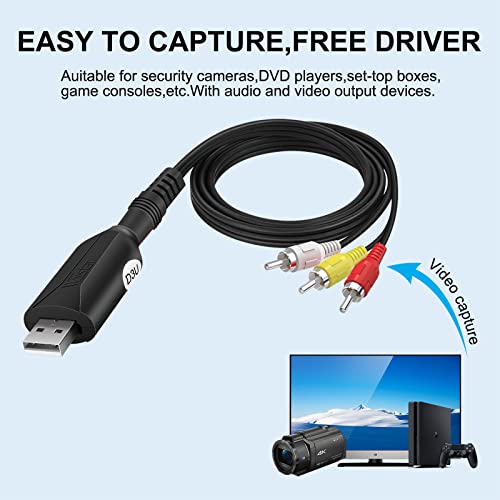 USB Audio Video Capture Card, Video Grabber VHS VCR TV to DVD Converter Capture Card Adapter for Windows