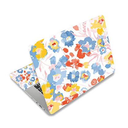 12.1 13 13.3 14 15.4 15.6 Inch Laptop Skin Decal, Laptop Skins Stickers Decals for Notebook PC, Universal Reusable Vinyl Laptop Cover Sticker, Waterproof Art Protector I Yellow Blue Red Flowers - color: Yellow Blue Red Flowers
