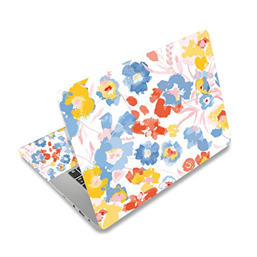 12.1 13 13.3 14 15.4 15.6 Inch Laptop Skin Decal, Laptop Skins Stickers Decals for Notebook PC, Universal Reusable Vinyl Laptop Cover Sticker, Waterproof Art Protector I Yellow Blue Red Flowers - color: Yellow Blue Red Flowers