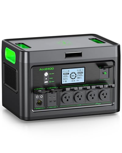2400W Portable Power Station 1843.2Wh Solar Generator LiFePO4 Battery Power Bank Station PD100W USB-C & 4 AC Outlets for RV Camping Home Emergency UPS Backup - color: Dark Black