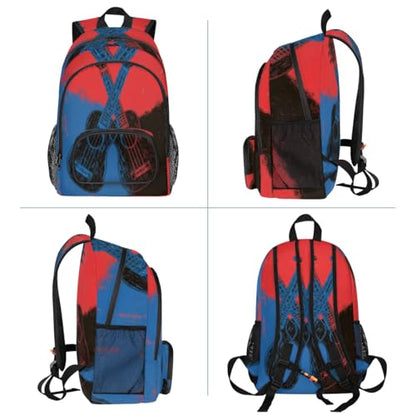Guitar Rock Music Large Backpack for Women and Men Waterproof Travel Laptop Backpack Lightweight Business Work Daypack Fits 17 Inch Computer - color: Multicolor 6