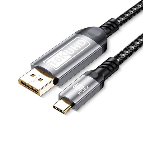 USB-C to DisplayPort Cable 6.6ft (16K@60Hz 8K@120Hz), 80Gbps USB C to DP 2.1 Cord Thunderbolt 3/4/5 Compatible with MacBook Pro/Air, for iPhone 17 Pro Max, for iPad Pro, for iMac, for XPS. - size: 6.6ft