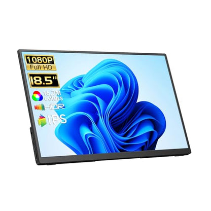 18.5 Inch Portable Monitor 100Hz FHD USB-C HDMI Travel Monitor Second Screen Display Extender with Built-in Kickstand, VESA & Speakers, Eye Care HDR Gaming Monitor for Laptop, PC, PS5, Xbox