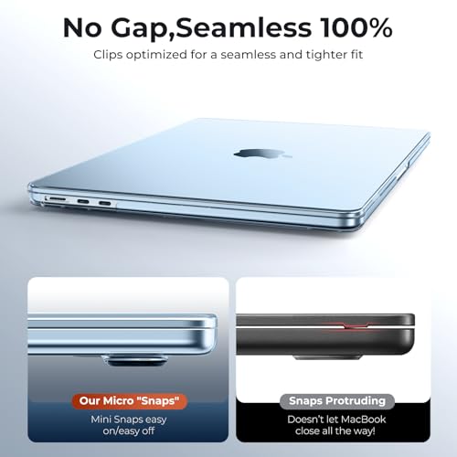 EooCoo Compatible with MacBook Air 15 inch Case 2026 2025-2023 M4 M3 M2 A3241 A3114 A2941, Fit Like a Glove, College Essentials Sleek Protective Hard Shell Cover for Mac Air 15.3", Crystal SkyBlue - color: Crystal SkyBlue, size: MacBook Air 15 inch