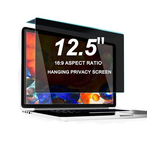 12.5 Inch Laptop Acrylic Privacy Screen Filter,Removable Hanging Type Anti Blue Light Glare Eye Protection Shield,16:9 Aspect Ratio Widescreen Laptop Monitor,WxH:11.25X7.08In