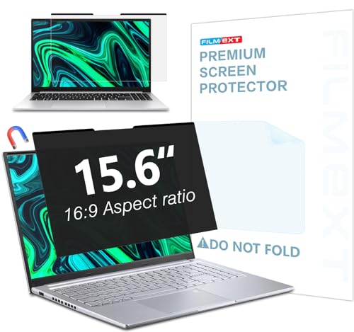 Magnetic Laptop privacy screen 15.6 inch for 16:9 Widedisplay | Removable Laptop Privacy Screen Shield Anti Glare Blue Light Filter Compatible with HP/Dell/Acer/Lenovo/Asus - color: Black, size: B-15.6 inch 16:9 Aspect