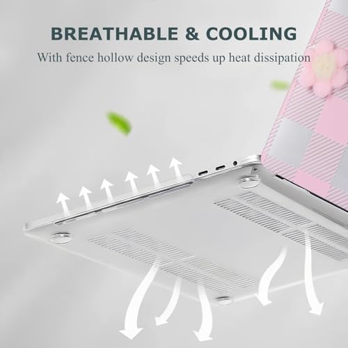 DTangLsm for MacBook Air 13 inch Case 2022 2021-2018 A2337 M1 A2179 A1932, MacBook Air M1 Case, Gingham Plush Plastic Hard Shell Cover for Mac Book Air 13.3 inch + Keyboard Cover, Pink Checkerboard - color: #2 Pink Checkerboard