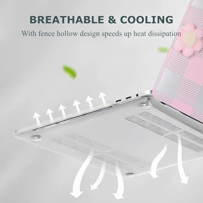 DTangLsm for MacBook Air 13 inch Case 2022 2021-2018 A2337 M1 A2179 A1932, MacBook Air M1 Case, Gingham Plush Plastic Hard Shell Cover for Mac Book Air 13.3 inch + Keyboard Cover, Pink Checkerboard - color: #2 Pink Checkerboard