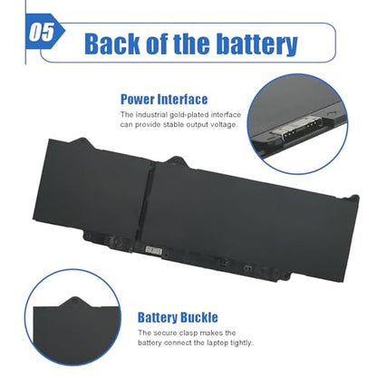 54Wh DR02P R73TC Laptop Battery Compatible with Dell Latitude 5550 5540 5450 5440 Precision 3590 3580 3480 3490 Series 2X1V9 02X1V9 803W6 0803W6 11.4V 4623mAh - size: 10.37*3.38*0.18 inch DR02P