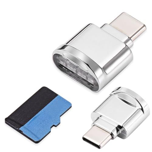 CY 2pcs USB Type C USB-C to Micro SD SDXC TF Card Reader Adapter for Laptop Cell Phone (2pcs/Set) - color: silver