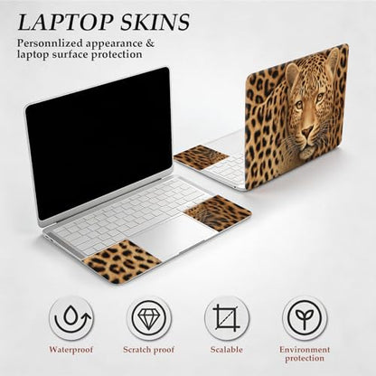 DEGDFSGR 12.1-15.6 Inch Universal Reusable Laptop Skin Sticker Decal, Waterproof Removable Protector for Notebook Cover, Scratch-Resistant Vinyl Cuttable Full Wrap Sticker, Golden Leopard Print - color: Golden Leopard Print