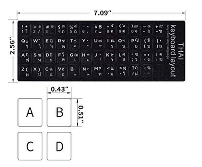 2PCS Thai Keyboard Stickers, Thai-English Keyboard Letters Replacement Sticker White Font on Black Background for Computer Laptop Notebook Desktop, Matte Vinyl Keyboard Alphabet Sticker - color: Thai
