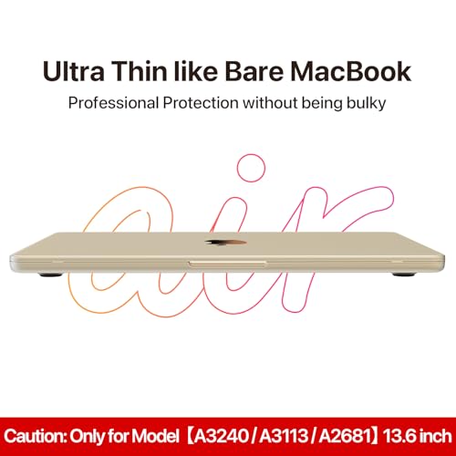 Soonjet Invisible Armor for MacBook Air 13 inch Case M5 M4 M3 M2 2026-2022 | 100% Color Match, Starlight Clear Matte, Protective Hard Shell Laptop Cover, Ultra Thin & Light, Anti Fingerprint & Scratch - color: Starlight Clear