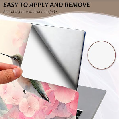 Laptop Skin 12.1-15.6 inch Removable Universal Reusable Laptop Sticker Decal,Waterproof No Residue Vinyl Cover,Scratch-Resistant Cuttable Full Wrap Sticker for Notebook, Pink Flower Hummingbird - color: Pink Flower Hummingbird