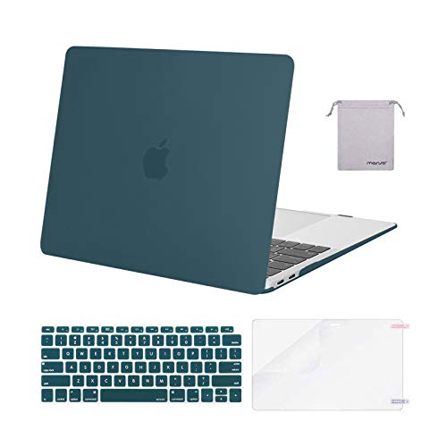 MOSISO Compatible with MacBook Air 13 inch Case M1 2021 2020 2019 2018 | A2337 A2179 A1932, Protective Hard Shell&Keyboard Cover&Screen Film&Pouch for MacBook Air 13.3 inch Case, Deep Teal - color: Deep Teal