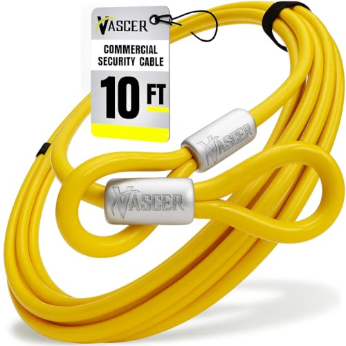 Vascer Commercial Heavy Duty Braided Galvanized Steel Theft Deterrent Security Cable with Looped Ends. (1/2 Inch Thick, 7x19 Construction, 10 Feet) - size: 10 Feet - 1/2 Inch Thick