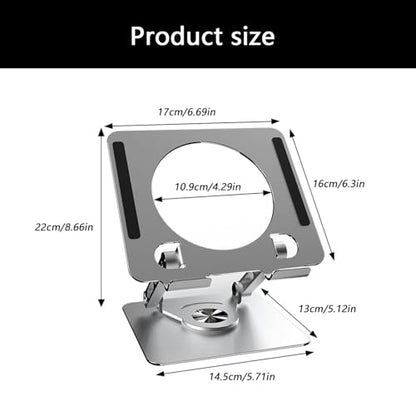 Portable Adjustable Laptop Holder 360 Degree Rotation Enhanced Cooling Travel Laptop Rack - color: Gray
