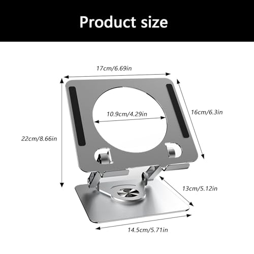 Portable Adjustable Laptop Holder 360 Degree Rotation Enhanced Cooling Travel Laptop Rack - color: Silver