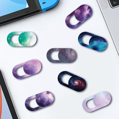 8Pcs 8 Styles Cute Laptop Camera Cover Star 0.04 Inch Privacy Guard Accessories, Thin Camera Privacy Blocker Space Galaxy Pattern for Laptop Desktop Computer Tablet Notebook Home Office Use - color: Space