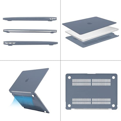 MOSISO Compatible with MacBook Air 13 inch Case M1 2021 2020 2019 2018 | A2337 A2179 A1932, Protective Hard Shell&Keyboard Cover&Screen Film&Pouch for MacBook Air 13.3 inch Case, Haze Blue - color: Haze Blue