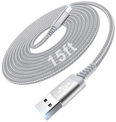 Long USB to USB C Cable [15FT 1Pack], USB C Cable 3A Fast Charging, USBA to | USBC Cable Nylon Braided Durable USB to C Cable for iPhone 17 16 15 Pro Max/16e, Galaxy S25 S24 S23 S22 Plus and More-Grey - color: Grey, size: 15FT 1Pack, style: USB A to USB C