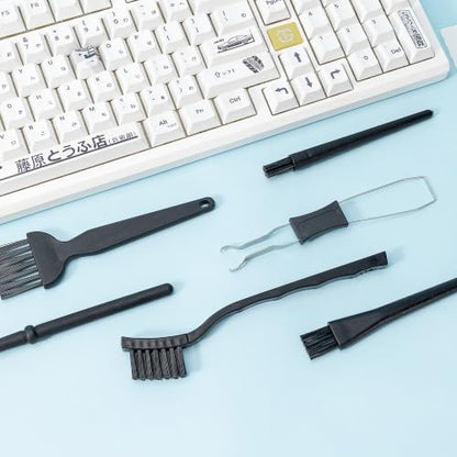 SIMPOR 6 Pcs Anti Static Brush Set with Keycap Puller, PC Computer Electronics Keyboard Cleaning Kit, Nylon Keyboard Cleaning Brush Cleaner for Mechanical Keyboard, PCB, Camera, Car Vents