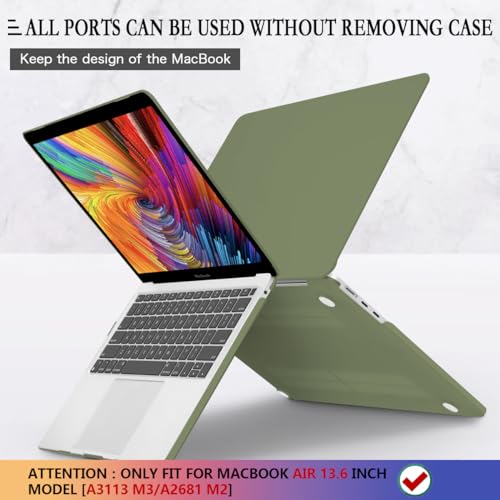 CISSOOK Compatible with MacBook Air 13.6 inch Case M2 M3 M4 M5 | A3449 A3240 A3113 A2681, 5in1 Set Hard Shell Case Keyboard Cover for MacBook Air 13 inch 2022 - 2026, Avocado Green - color: Air13.6inch-Frosted Avocado Green
