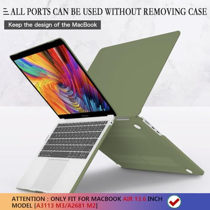 CISSOOK Compatible with MacBook Air 13.6 inch Case M2 M3 M4 M5 | A3449 A3240 A3113 A2681, 5in1 Set Hard Shell Case Keyboard Cover for MacBook Air 13 inch 2022 - 2026, Avocado Green - color: Air13.6inch-Frosted Avocado Green