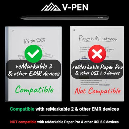 V-Pen EMR Stylus Remarkable 2 Pen Replacement with Digital Eraser + 5 Tips | 4096 Pressure Level Sensitivity & Palm Rejection | Digital Pen Marker Plus Compatible Kindle Scribe & Tablet Pen - style: V-Pen Stylus