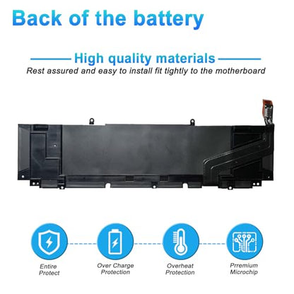 97Wh XG4K6 Laptop Battery Replacement for Dell XPS 17 9700 9710 9720 9730 Precision 5750 5760 5770 Series P92F P92F001 P92F002 P92F003 01RR3 F8CPG 0F8CPG OF8CPG 5XJ6R KVPMY KRDHV 3ICP7/54/65-2 - size: 15.07*2.35*0.23inch XG4K6