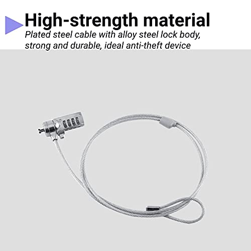 Laptop Lock Cable Chain, Theft Deterrent 4 Digit Password for Notebook PC, for Notebooks/Desktops with Built in Standard Security Locking Slot Hole