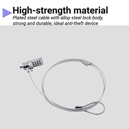 Laptop Lock Cable Chain, Theft Deterrent 4 Digit Password for Notebook PC, for Notebooks/Desktops with Built in Standard Security Locking Slot Hole