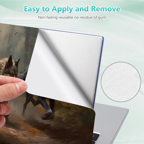 Laptop Skin Sticker Decal 12"-15.6" Universal Laptop/Notebook/Netbook Vinyl - Waterproof Scratch Resistant,Fits HP Dell Lenovo MacBook,2 Free Wrist Pads,Easy Apply & Remove,Forest Wolf Couple - color: Forest Wolf Couple